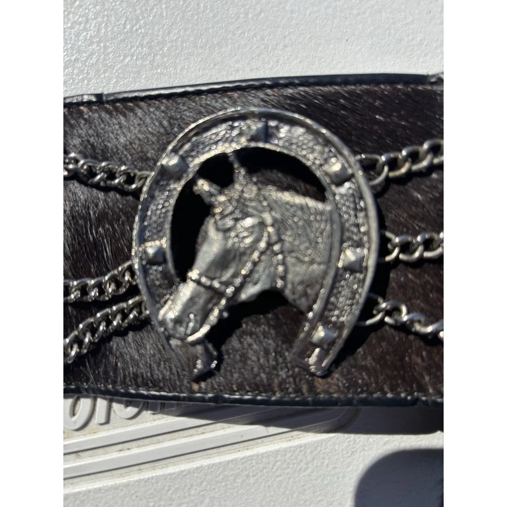 Vintage Argentinian Gaucho Coin Belt Cowhide Leather 60s 70s Kelly's Argentina